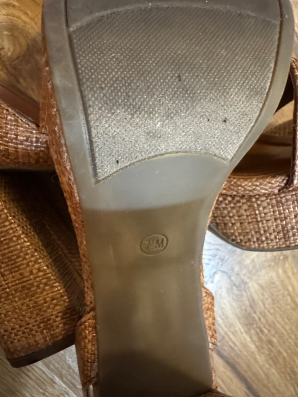 Marc Fisher Tan Woven Platform Sandals with Ankle Strap - Picture 5 of 7